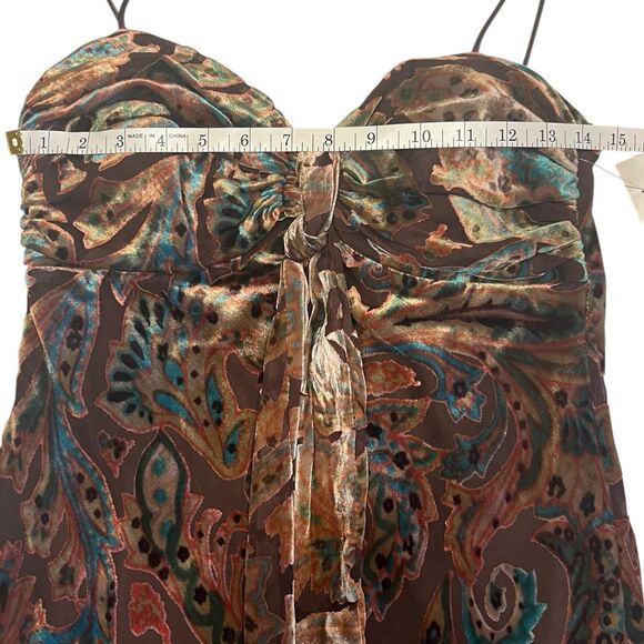 S.L. Fashions Velvet Burnout Bandeau Dress 8 NWT Chocolate Brown Fall Y2K - Picture 4 of 11